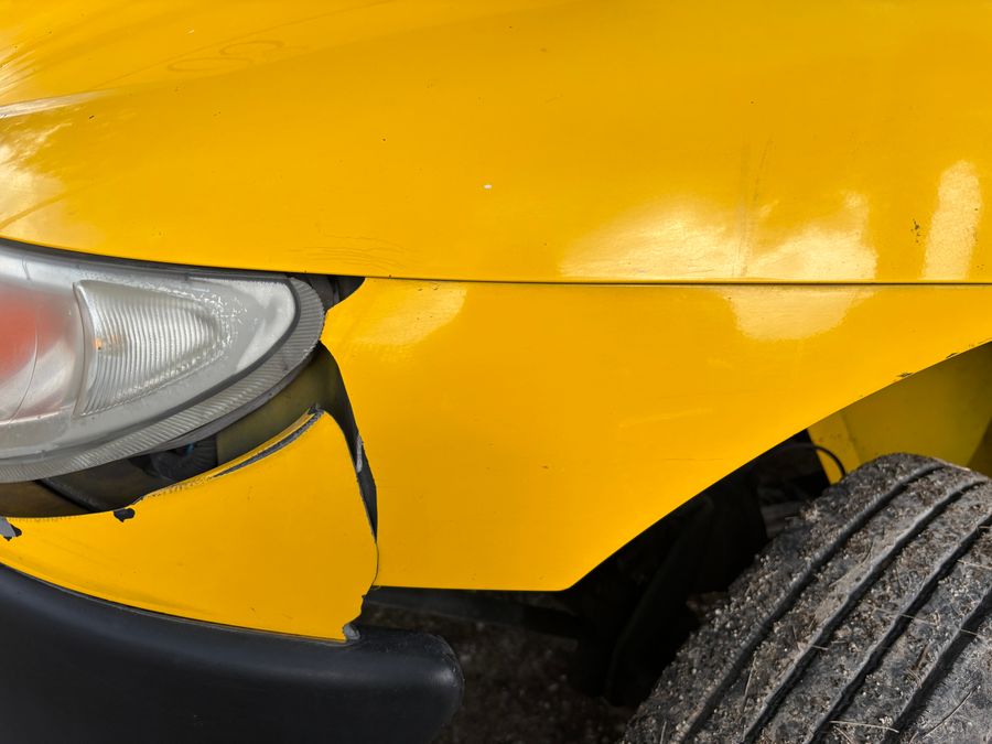 A damaged car bumper